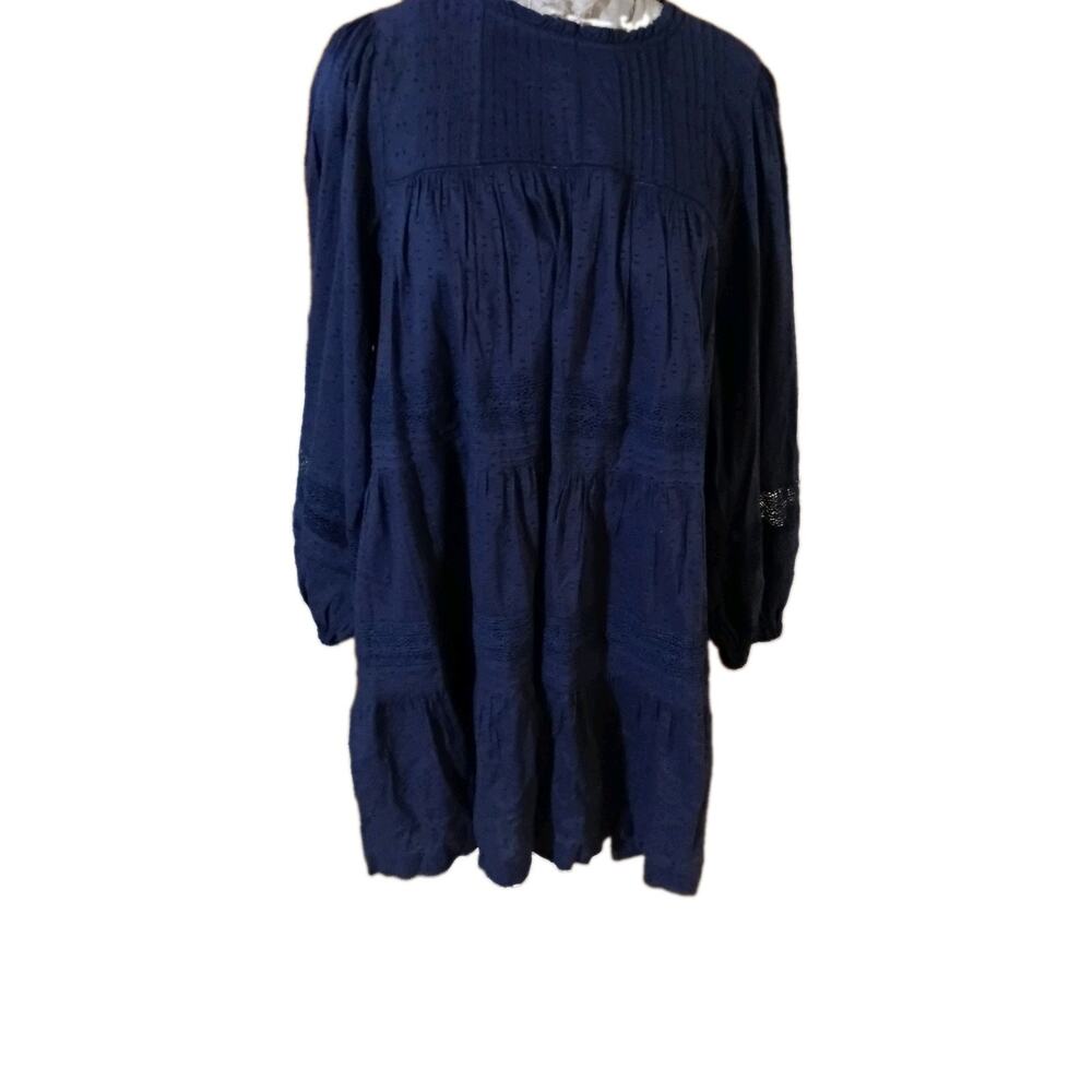 Old Navy Navy Blue Long Sleeve Textured Pintuck Dress XXL EUC Women's
